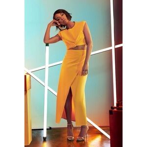 Gabrielle Union for NY&C Mustard Faux Wrap Pencil Skirt - Size Small